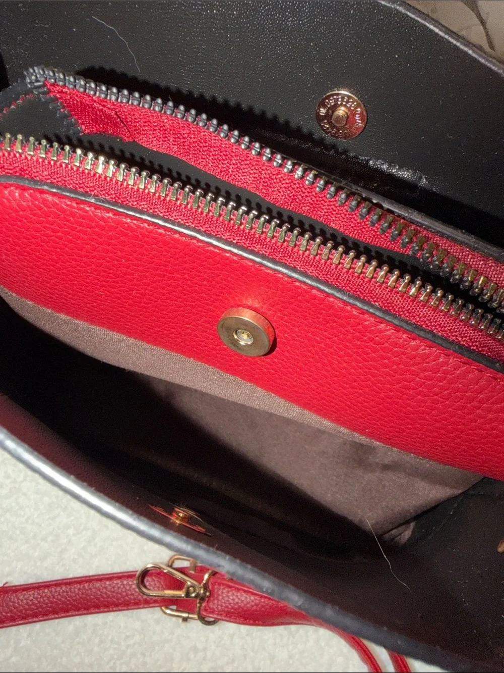 Structured Red and Black Top-Handle Crossbody bag — Modern Everyday Elegance